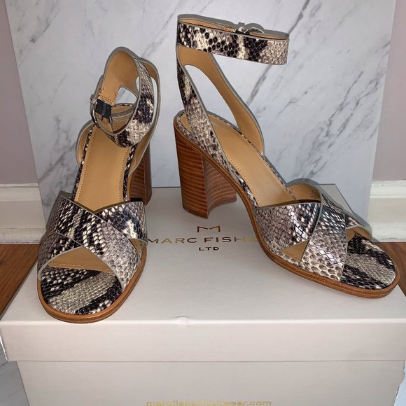 NIB MARC FISHER Leather Snakeskin Heels - Picture 1 of 4